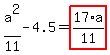 a%5E2%2F11-4.5=highlight_red%28+17%2Aa%2F11+%29