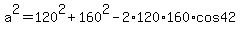a%5E2=120%5E2%2B160%5E2-2%2A120%2A160%2Acos42