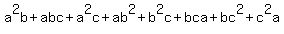 a%5E2b%2Babc%2Ba%5E2c+++%2Bab%5E2%2Bb%5E2c%2Bbca+++%2Bbc%5E2%2Bc%5E2a+