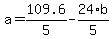 \"a+=+109.6%2F5+-+24%2Ab%2F5\"