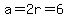 a+=+2r+=+6