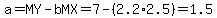 a+=+MY+-+bMX+=+7+-+%282.2%2A2.5%29+=+1.5