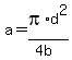 a+=+pi%2Ad%5E2%2F%284b%29