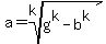 a+=+root%28k%2C+g%5Ek+-+b%5Ek%29