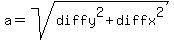 a+=+sqrt%28diffy%5E2+%2B+diffx%5E2%29