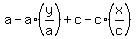 a-a%2A%28y%2Fa%29++%2Bc-c%2A%28x%2Fc%29%29