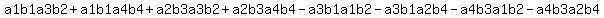 a1b1a3b2+%2B+a1b1a4b4+%2B+a2b3a3b2+%2B+a2b3a4b4+-+a3b1a1b2+-+a3b1a2b4+-+a4b3a1b2+-+a4b3a2b4