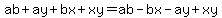 ab%2Bay%2Bbx%2Bxy+=+ab-bx-ay%2Bxy