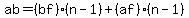 ab=%28bf%29%28n-1%29%2B%28af%29%28n-1%29