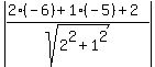 abs%28%282%28-6%29%2B1%28-5%29%2B2%29%2Fsqrt%282%5E2%2B1%5E2%29%29