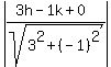abs%28%283h-1k%2B0%29%2Fsqrt%283%5E2%2B%28-1%29%5E2%29%29