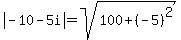 abs%28-10-5i%29=sqrt%28100%2B%28-5%29%5E2%29