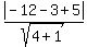 abs%28-12-3%2B5%29%2Fsqrt%284%2B1%29