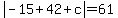abs%28-15%2B42%2Bc%29=61