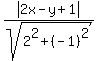 abs%282x-y%2B1%29%2Fsqrt%282%5E2%2B%28-1%29%5E2%29