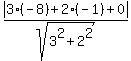 abs%283%2A%28-8%29+%2B+2%2A%28-1%29+%2B+0%29%2Fsqrt%283%5E2+%2B+2%5E2%29