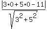 abs%283%2A0+%2B+5%2A0+-11%29%2Fsqrt%283%5E2+%2B+5%5E2%29