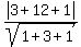 abs%283%2B12%2B1%29%2Fsqrt%281%2B3%2B1%29