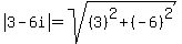 abs%283-6i%29=sqrt%28%283%29%5E2%2B%28-6%29%5E2%29