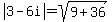 abs%283-6i%29=sqrt%289%2B36%29