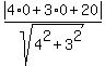 abs%284%2A0+%2B+3%2A0+%2B+20%29%2Fsqrt%284%5E2%2B3%5E2%29
