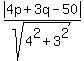 abs%284p%2B3q+-+50%29%2Fsqrt%284%5E2%2B3%5E2%29
