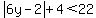 abs%286y-2%29%2B4%3C22