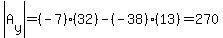 abs%28A%5By%5D%29=%28-7%29%2832%29-%28-38%29%2813%29=270