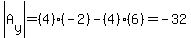 abs%28A%5By%5D%29=%284%29%28-2%29-%284%29%286%29=-32