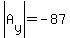 abs%28A%5By%5D%29=-87