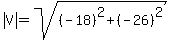 abs%28V%29=sqrt%28%28-18%29%5E2%2B%28-26%29%5E2%29