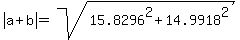 abs%28a%2Bb%29=sqrt%2815.8296%5E2%2B14.9918%5E2%29