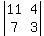 abs%28matrix%282%2C2%2C+11%2C4%2C7%2C3%29%29