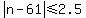 abs%28n-61%29%3C=2.5