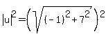 abs%28u%29%5E2=%28sqrt%28%28-1%29%5E2%2B7%5E2%29%29%5E2