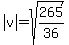 abs%28v%29=sqrt%28265%2F36%29