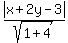 abs%28x%2B2y-3%29%2Fsqrt%281%2B4%29
