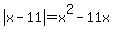 abs%28x-11%29+=+x%5E2-11x