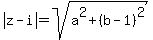 abs%28z-i%29=sqrt%28a%5E2%2B%28b-1%29%5E2%29