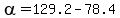 alpha=129.2-78.4