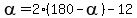 alpha=2%28180-alpha%29-12