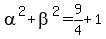 alpha%5E2%2Bbeta%5E2=9%2F4%2B1