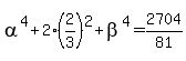 alpha%5E4+%2B+2%282%2F3%29%5E2+%2B+beta%5E4+=+2704%2F81