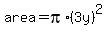 area+=+pi%2A%283y%29%5E2