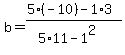 b=%285%2A%28-10%29-1%2A3%29%2F%285%2A11-1%5E2%29