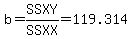 b=SSXY%2FSSXX=119.314
