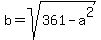 b=sqrt%28361-a%5E2%29%29