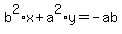 b%5E2%2Ax+%2B+a%5E2%2Ay+=+-ab