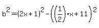 b%5E2=%282x%2B1%29%5E2-%28%281%2F2%29x%2B11%29%5E2