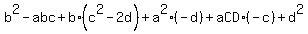 b%5E2+-+abc+%2B+b%2A%28c%5E2-2d%29+%2B+a%5E2%28-d%29+%2B+aCD%2A%28-c%29+%2B+d%5E2